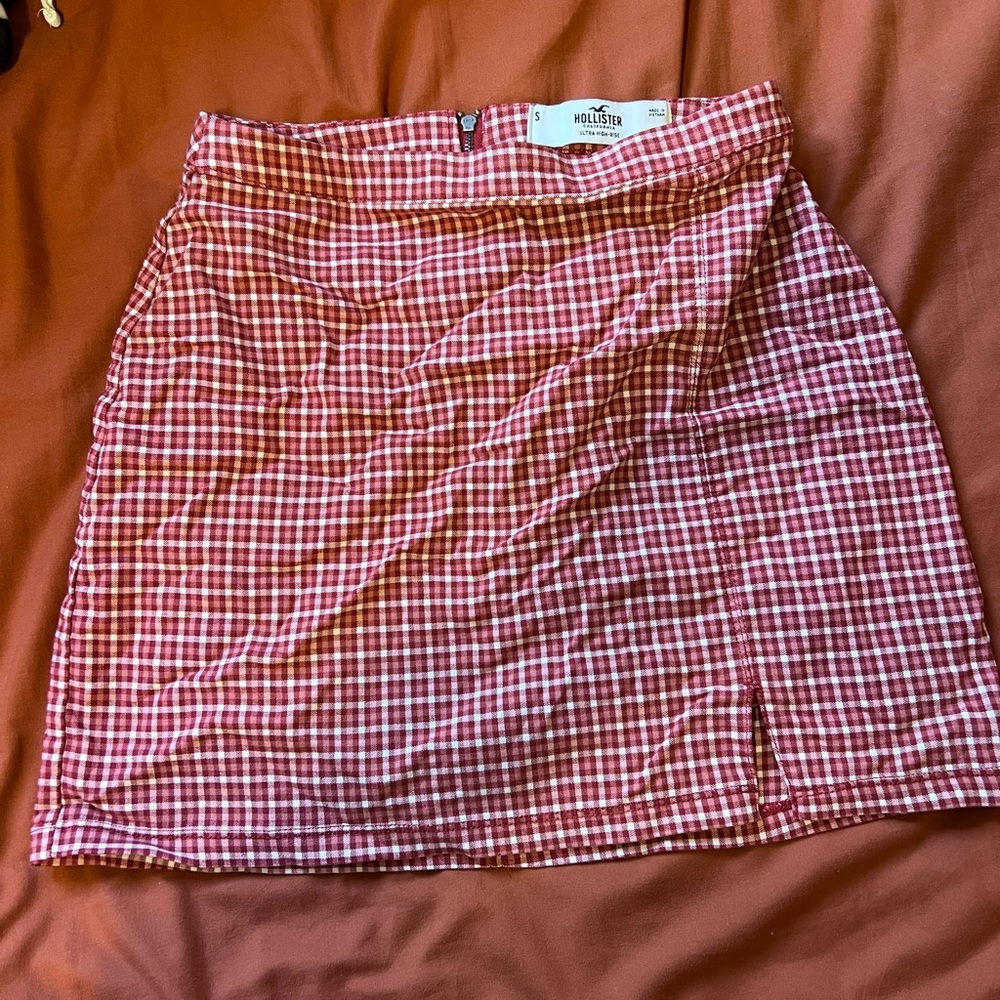 Hollister red plaid mini skirt